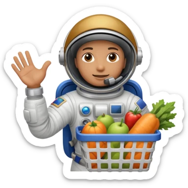 astronauta con canasta para hacer compras vacía sticker