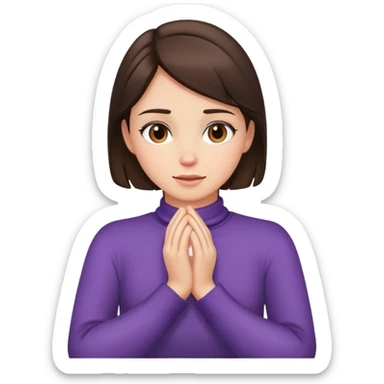 brunette girl crossing hands over neck sticker