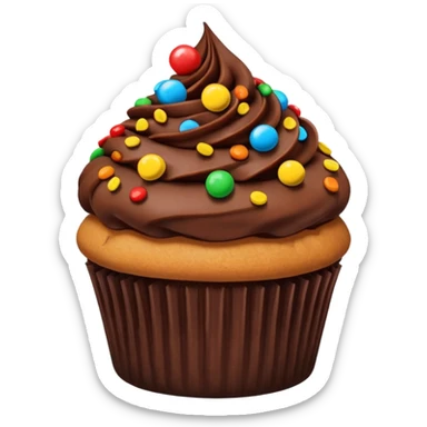 Cupcake chocolate dipped frosting with Reese’s pieces on top sticker