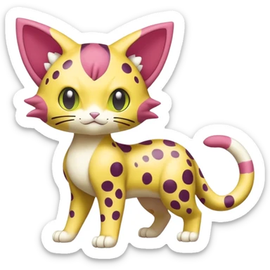 Liepard-Skitty-Delcatty-Pokémon-Fakémon-hybrid-creature (full body) sticker