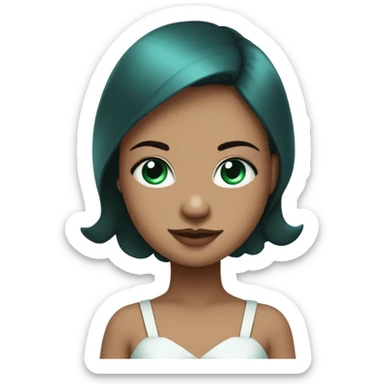 bal avec une fille blanche en robe bleu turquoise yeux vert et cheveux lisse châtain foncé et un garçon métisse cheveux bruns bouclés court plus petit que la fille en costards noir   sticker