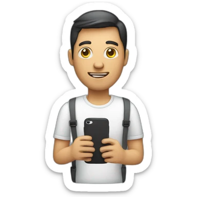 male software engineer holding phone in hand sticker
