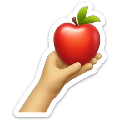 from the side view - yellow hand apple emoji style with a red heart over it sticker