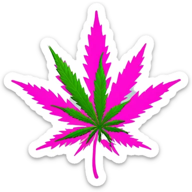 pink cartoony marijuana weed leaf sticker