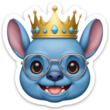 Stitch feliz con gafas y corona sticker