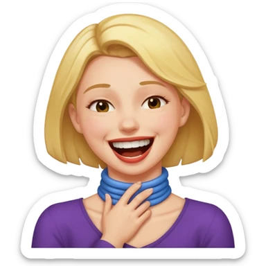 woman grabbing her neck laughing choking herself  sticker