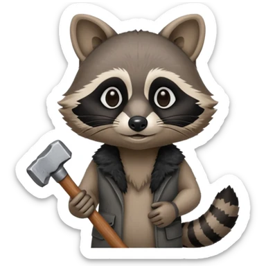dirty blacksmith racoon holding hammer sticker