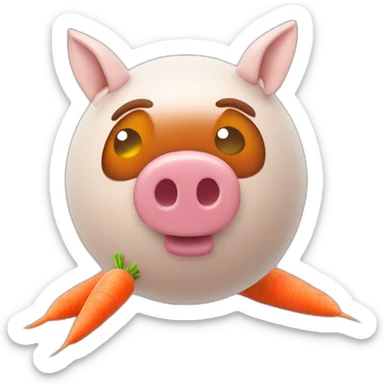 3d sphere with a cartoon large carrots Pig skin texture with highfalutin eyes sticker