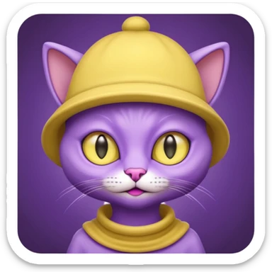 purple alien cat with no fur and yellow hat sticker