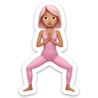 girl standing in a yoga pose in a pink bodysuit sticker