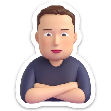 Elon Musk thinking 3D emoji style sticker