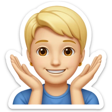 smiling face posing with hands under chin sticker