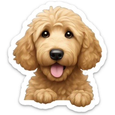 Goldendoodle peeking his nose through a door sticker