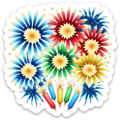 Several realistic Fireworks  sticker