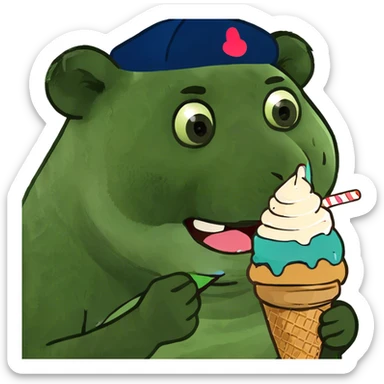 Panda eating ice creamy sticker