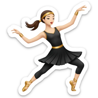 North-East (NE): "dancer_northeast: Create a minimal flat-vector dancer icon facing north-east. Pose same dynamic motion rotated to face NE. Black stroke 2px on transparent background, square canvas 1:1, SVG vector style, no text or facial features." sticker
