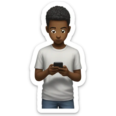  a boy watching anime on his iPhone  sticker