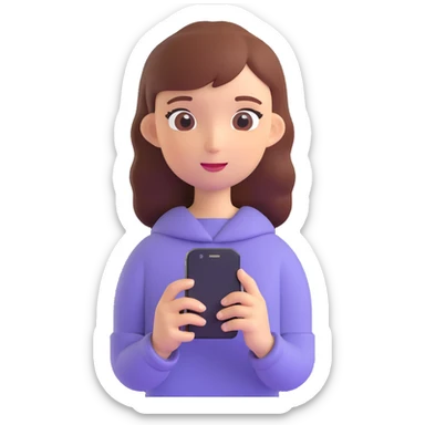 a girl holding a smartphone sticker