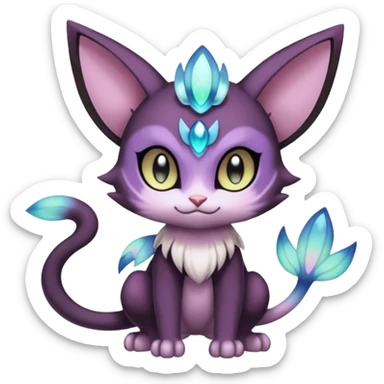 Smooth Soft Dark Pastel Meloetta-Purrloin-Gatomon-Trico-Pokémon-Digimon-Fakémon-fusion-hybrid-creature sticker