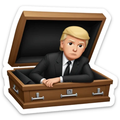 donald trump death in coffin sticker