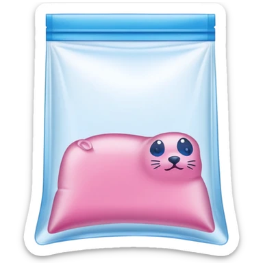 ziplock bag with blue and pink seal, empty sticker