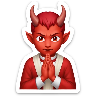 devil making prayer hands sticker