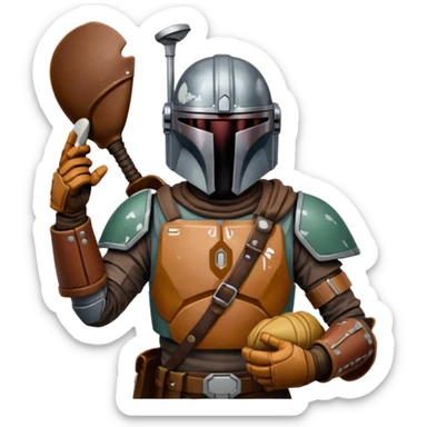 Mandalorian with a catchers mitt sticker
