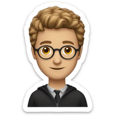 men face light brown hair face with harry potter glasses sticker