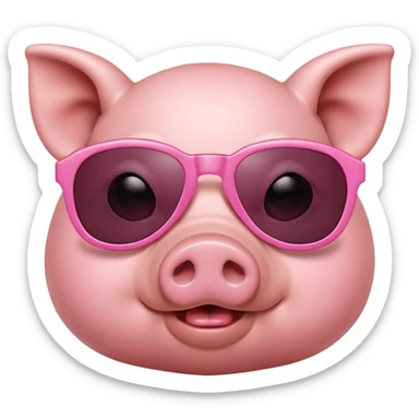 a piggy with sunglasses and biting its lip sticker