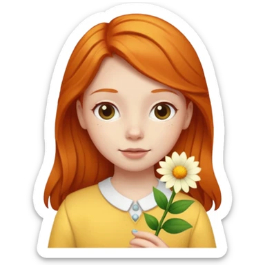 Ginger girl with flower sticker