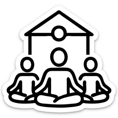 icon on the theme of yoga retreat classes.  sticker