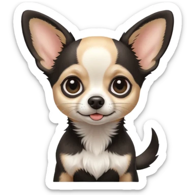 White and black Chihuahua - tiny, skinny and big ears sticker