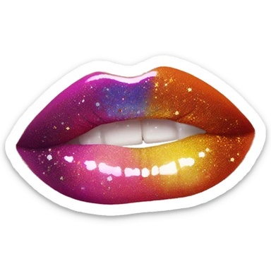Rainbow ombre lip gloss with a lot of glitter sticker