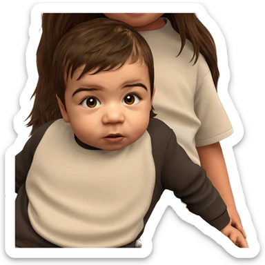 child with brown hair shirt sticker