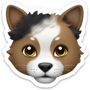 Chinese Crescent with black and white and brown fur sticker