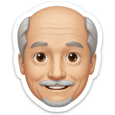 An older man with a gray goatee sticker