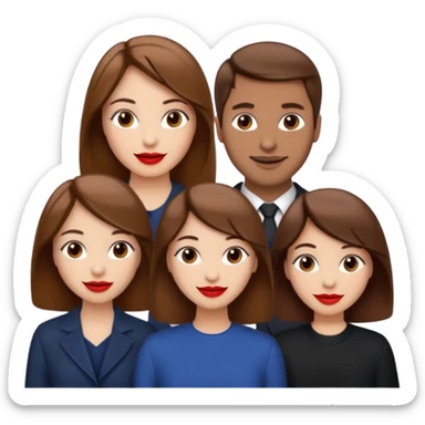 Two woman with brown hair standing next to a man with brown hair  sticker