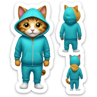 Cat in jogging suit sticker