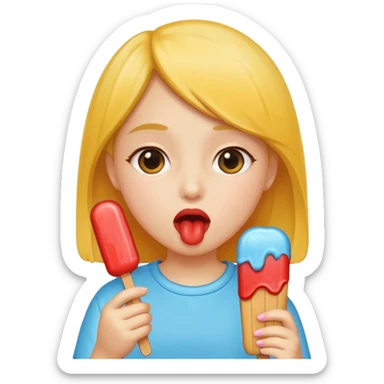 Girl sucking popsicle sticker