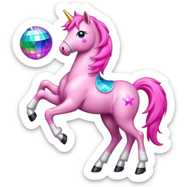 pink pony dancing with a disco ball sticker