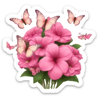 pink bouquet with butterflies sticker