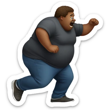 Fat person tripping on a rock sticker