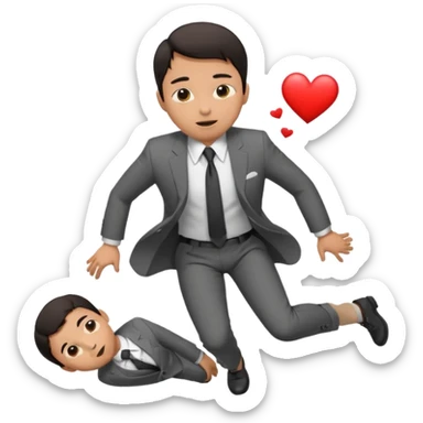 asian man with heart eyes slip and fall on sidewalk  sticker