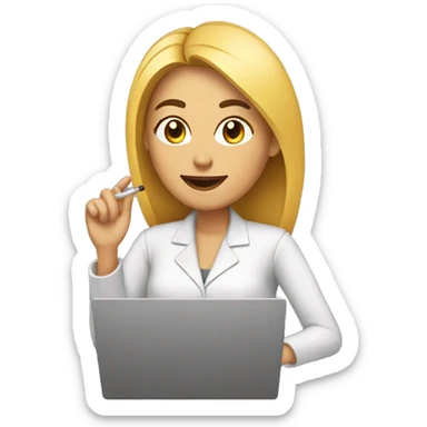 mujer con smokingen computador sticker