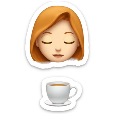 girl with Ginger hair inside a blanket sipping coffee eyes closed sticker