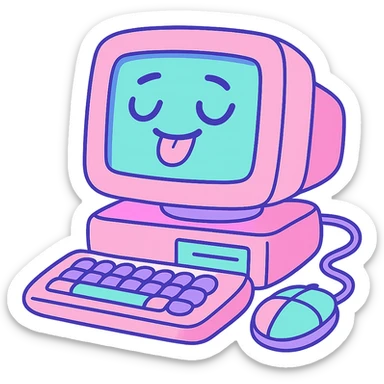 vaporwave style retro computer, pastel colors sticker