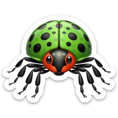  cute GREEN lady bug, 4 LEGS sticker
