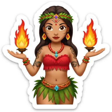 hawaiian female fire dancer with tattoos sticker