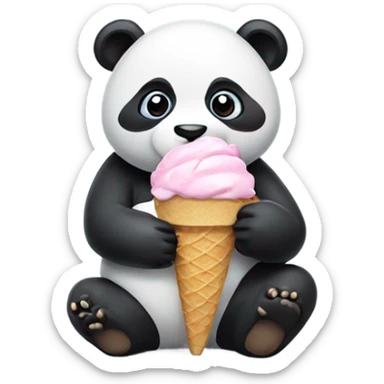 Panda eating ice cream sticker