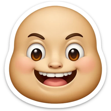 Fat emoji face with stupid look on its face, smiling with one front buck tooth. Not like one tooth missing but as if just one had grown instead of two sticker